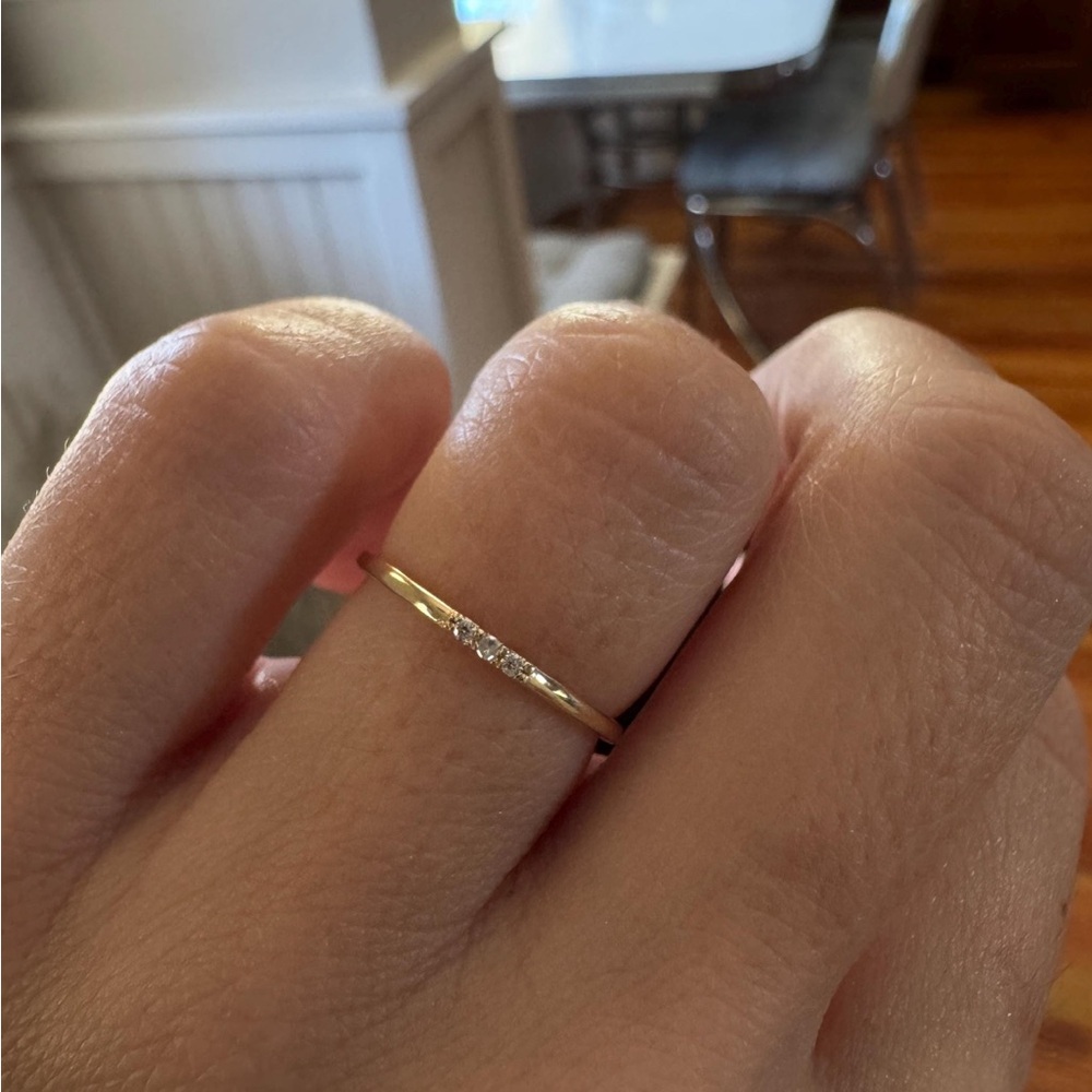 Dainty Solid Gold Stackable Diamond Ring